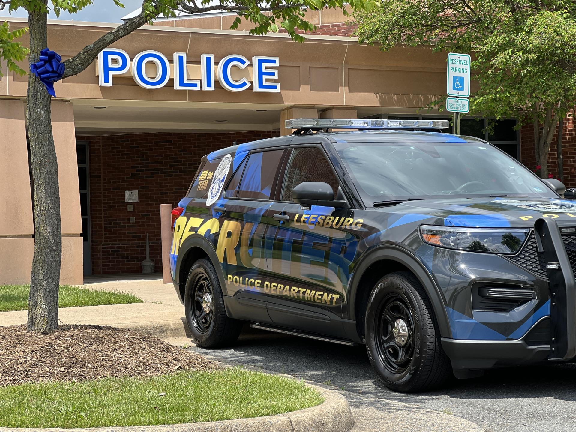 Police Car and blue ribbon