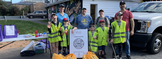 Volunteers after collecting litter