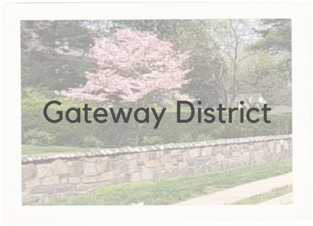 Button Link for Gateway District Information - Image of West Market Street