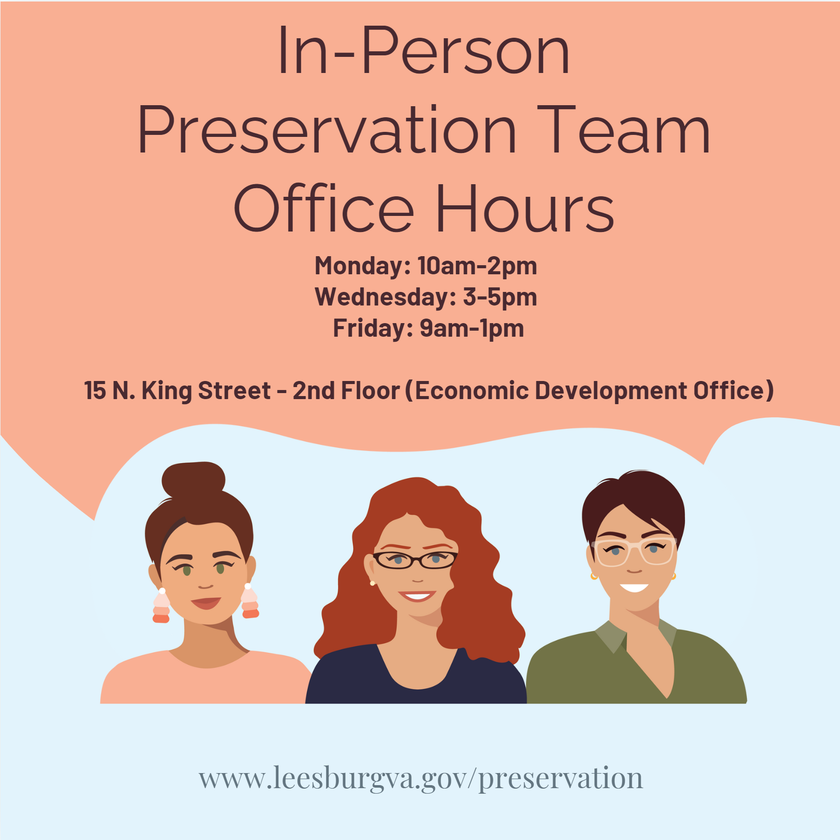 Image displaying historic district office hours for preservation staff