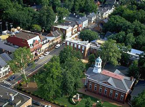 Aerial view of downtown Leesburg