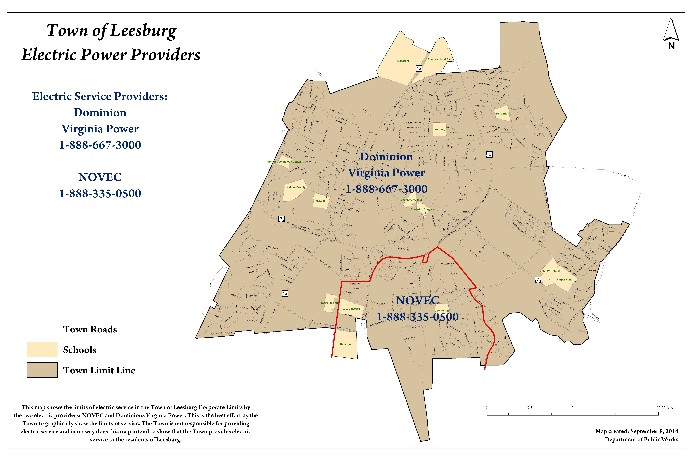 Map of electric service providers in Leesburg